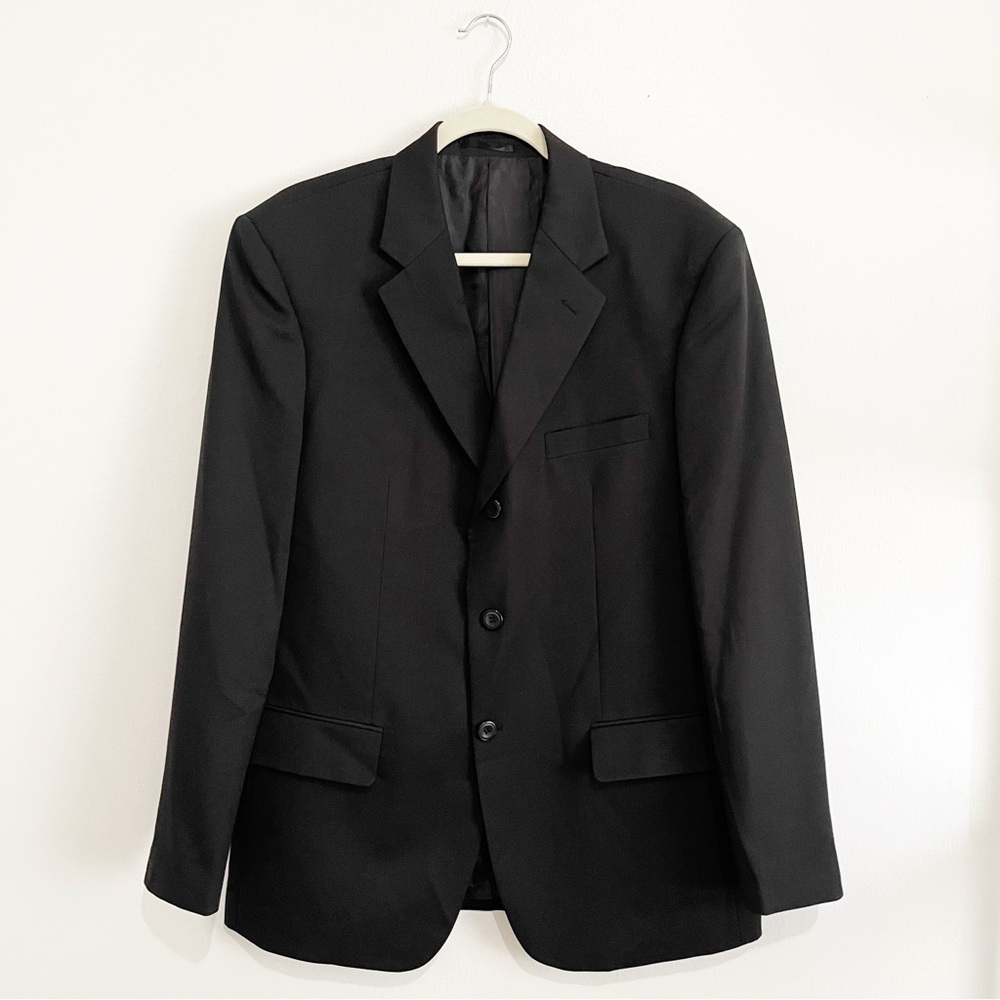 Mengdi Prince Men’s Italian Style Suit Blazer Black Three Button Closure Size 40